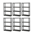 Sterilite 6-Pack 4 Shelf Unit, Heavy-Duty Shelving Storage and Utility Rack - Standing Plastic Organizer Shelves for Kitchen, Bathroom, and Garage