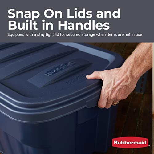 Rubbermaid Roughneck Storage Totes 50 Gal, Large Durable Stackable Storage Containers, Great for Basement, Attic, Garage Storage, and More