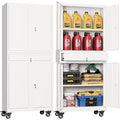 DEVAISE Metal Garage Storage Cabinet with Locking Doors and Adjustable Shelves, Rolling Tool Cabinet with Drawer for Garage,Warehouse,Home,Office (White)