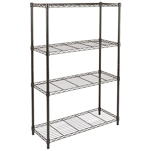 Amazon Basics 4-Shelf Adjustable Heavy Duty Steel Wire Rack Storage Shelving, Sturdy Garage Shelving, 350 lbs Capacity Per Shelf, Easy No-Tool Assembly, 36" x 14" x 54", Black