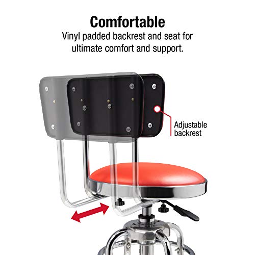 SUNEX TOOLS 8516 Hydraulic Shop Stool and BIG RED Torin Swivel Bar Stool Bundle | Padded Garage/Shop Seats with Chrome Plated Legs