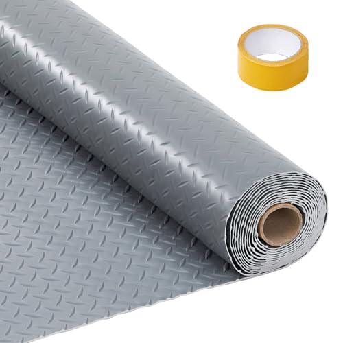 ExploreHorizon 7.5x20 FT Garage Floor Mat for Cars, 2.8mm Thickened PVC Non-Slip Garage Mat Roll, Diamond Plate Floor Protection for Indoor Use, Under SUV Truck Van Parking, Garage Floor Covering