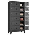 Lusiwry Metal Lockers for Employees-18 Doors Storage Locker with Shelves and Lockable Steel Cabinet for School,Gym,Office,Staff,Assembly Required,Black