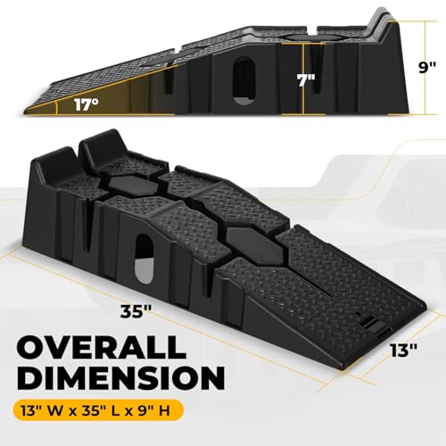 Auto Dynasty Car Ramps for Oil Changes, Low-Profile 2Pcs 2.5 Ton Capacity
