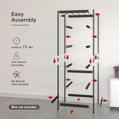 27 Gallon Tote Storage Rack, Heavy-Duty Storage Bin Rack Organizer, 5-Tier Standing Storage Bin Shelves, 250 lb Capacity, Maximize Space for Garage, Warehouse, Utility, 1-Pack (Totes Not Included)