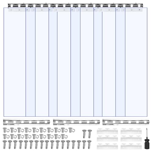 VEVOR Clear PVC Strip Curtain, 80 in Height x 36 in Width x 0.08 in Thickness, 6 PCS Walk in Freezer Cooler Curtain Strips, Smooth Waterproof Plastic Door Strips for Warehouse, Freezer, Garage Doors