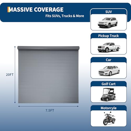 ExploreHorizon 7.5x20 FT Garage Floor Mat for Cars, 2.8mm Thickened PVC Non-Slip Garage Mat Roll, Diamond Plate Floor Protection for Indoor Use, Under SUV Truck Van Parking, Garage Floor Covering