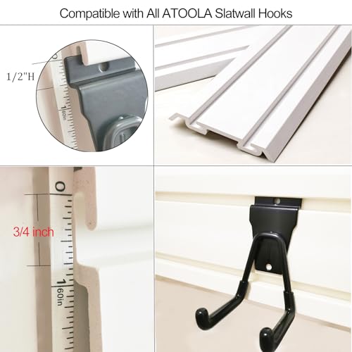 ATOOLA Slatwall Panels 6" x 24", 4-Pack Slatwall Board, PVC Slat Wall Paneling, Heavy Duty Garage Wall Organizer