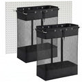Gerrii 2 Pack Extra Large Pegboard Mesh Storage Baskets with 4 Hooks, 18 x 11 x 26 Inch Pegboard Wall Organizer Accessories with Zippered Front, Large Capacity, for Home Sport Garage Storage
