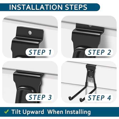 klasit Slatwall Hooks Black 20Pack Firmly and Durable Slatwall Accessories,Perfect for Organizing Garden Tools and Heavy Duty Tools and Garage Hooks Organize Your Space Efficiently