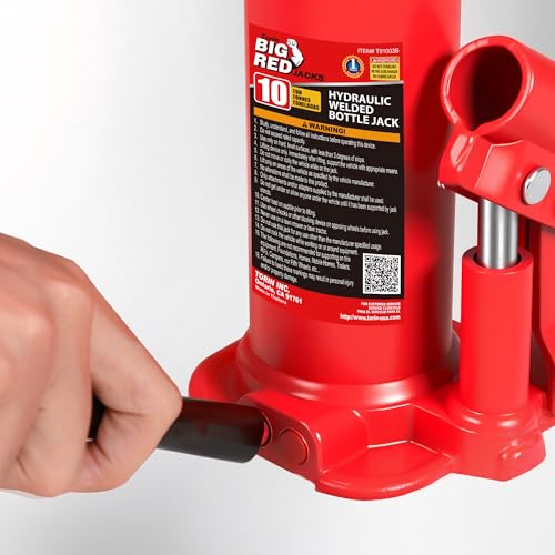 BIG RED 10 Ton (20,000 LBs) Torin Welded Hydraulic Car Bottle Jack for Auto Repair and House Lift, Red, TAM91003B