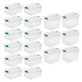 Sterilite 12 Pack 15-Quart & 6 Pack 25-Quart Storage Bins, Stackable Clear Plastic Totes w/ Latch Lids