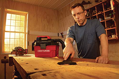 CRAFTSMAN V20 Cordless Vacuum Cleaner, Shop Vac Wet/Dry, 2 Gallon, 7ft Hose, Bare Tool Only (CMCV002B)