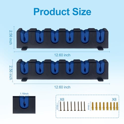 Keenorika Horizontal Fishing Rod Rack, Wall Mounted Fishing Rod Holder, Fishing Pole Organizer for Garage, Boat, Cabin, Heavy Duty Rod Holder for 6 Fishing Poles, Indoor/Outdoor Fishing Gear Storage