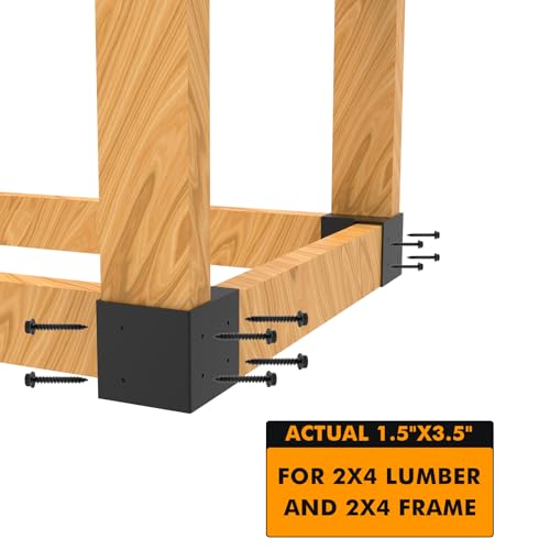Heavy Duty Workbench Bracket Kit - 8 Pcs Steel 3-Way Right Angle Corner Brackets for DIY Custom Workbench, Shelving, Work Table, Fits 2x4 (Actual 1.5"x3.5") Wood