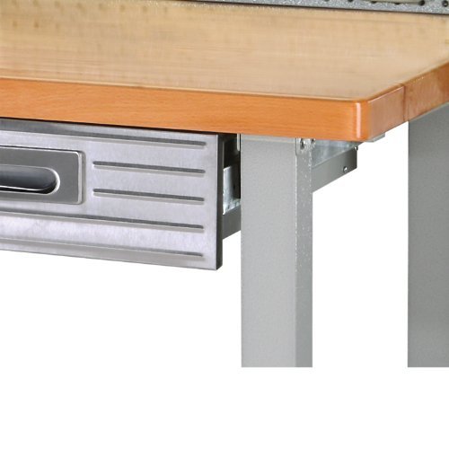 Seville Classics LED Lighted Pegboard Workcenter with 23 Peg Hook Assortment and Drawer Table, 48", Granite Gray