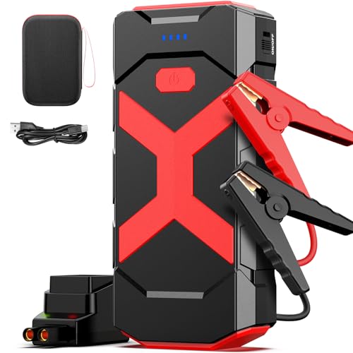 BOOKOO A9 Jump Starter 4000A for Car,Boat,Lawnmower 12L Gas&10L Diesel Engines Portable 12V Car Battery Jump Starter with Jumper Cables,Quick Charging USB Ports and USB C,3 LED Modes and Storage Box