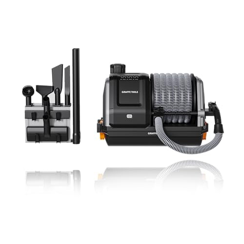 Giraffe Tools Grandstorm Wet Dry Vacuum Cleaner with 6 Nozzles, 30 FT Retractable Hose Wall Mounted Vacuum Cleaner for Car Detailing, Grey（No Remote Control Funtion）