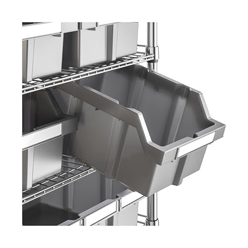 Seville Classics Heavy Duty NSF Bin Rack Solid Steel Wire Shelving Storage Unit, Patented Organizer for Garage, Warehouse, Office, Restaurant, Classroom, Kitchen, Gray, 8-Tier Includes 24 Bins