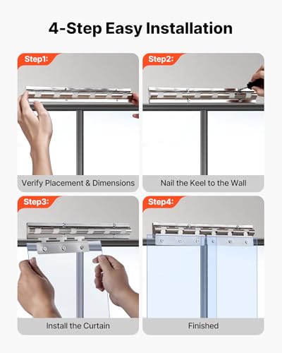 VEVOR Clear PVC Strip Curtain, 80 in Height x 36 in Width x 0.08 in Thickness, 6 PCS Walk in Freezer Cooler Curtain Strips, Smooth Waterproof Plastic Door Strips for Warehouse, Freezer, Garage Doors