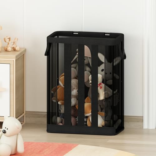 STO STO Ball Storage Basket, Wall-Mounted or Freestanding Garage Ball Organizer Holder, Holds up to 15 Balls, Sports Equipment Organizer with Elastic Front Access for Garage, Gym, Playroom, Black