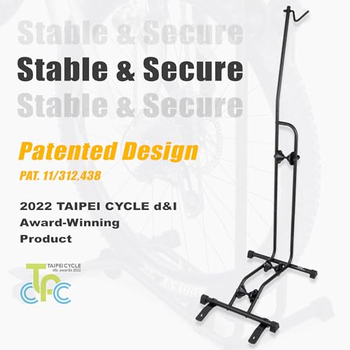 CyclingDeal Upright Bike Stand Floor - Vertical & Horizontal Bicycle Stand Bicycle Storage - Safe & Secure Bike Storage Rack - for Wheels Sizes up to 29" - Bike Rack Garage Bicycle Rack - Classic