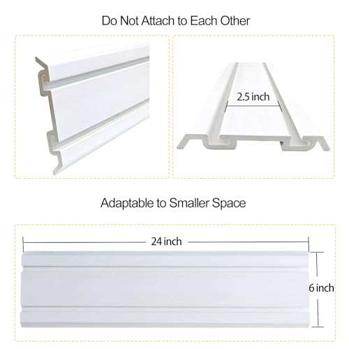ATOOLA Slatwall Panels 6" x 24", 4-Pack Slatwall Board, PVC Slat Wall Paneling, Heavy Duty Garage Wall Organizer