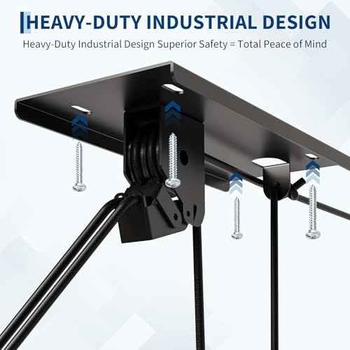 EliteEdge Cargo Box Garage Pulley System, Heavy Duty Ceiling Hoist for Rooftop Cargo Boxes & Large Storage Bins, 200 Lb Capacity, Fits 10–14 ft Garage Ceilings, Adjustable Straps & Dual Anchor Design