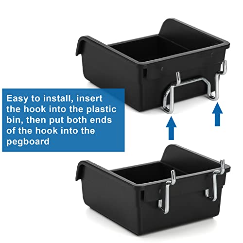 Foraineam 16 Pack Pegboard Bins with Metal Hooks, Black Garage Workbench Bins Cups Peg Board Accessories Kit, Pegboard Tools Organizer for Hardware, Workshop, Craft Room, Tool Shed, Hobby Supplies