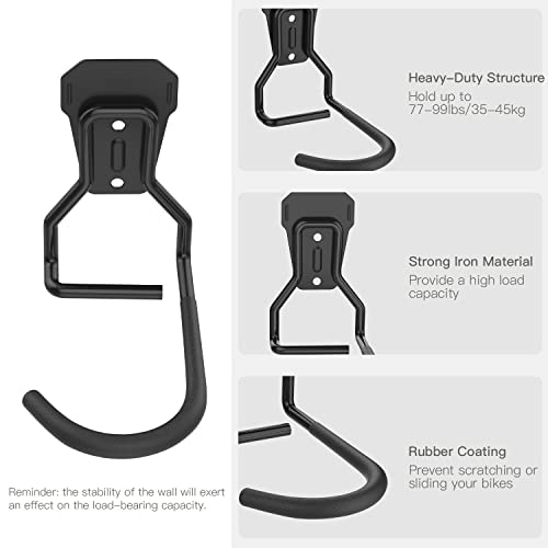 Housolution Bike Wall Mount with Fixed Hook, [4 Pack] Heavy Duty Bike Storage Rack, Bike Rack Vertical Stand for Garage - Easily Hang/Detach - with Screws Iron Bike Hanger Brackets