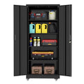 INTERGREAT Metal Storage Cabinet with Wheels, 73" Garage Storage Cabinets with Door and 4 Shelves, Tool Storage Locker on Caster for Home, Office, Black