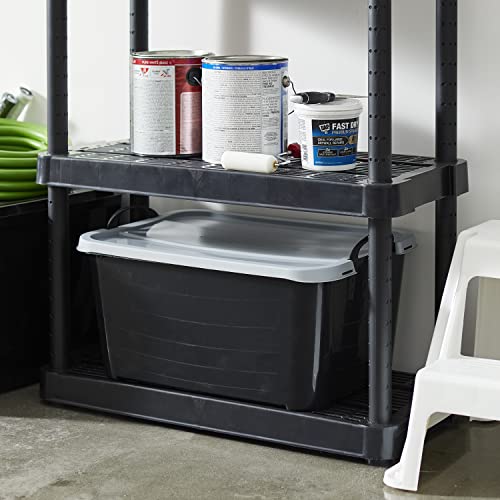 Life Story 6 Pack Heavy Duty Stackable Storage Bin, 55 Quart Home Organizer, Versatile Lightweight Locking Bins with Carrying Handles, Black/Gray