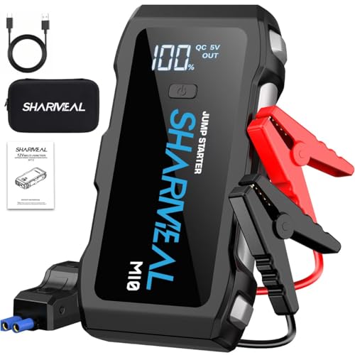 Sharmeal Jump Starter 6000A, 12V Car Battery Jump Starter (Up to All Gas or 10.0L Diesel Engine), Battery Booster with 3 Modes Flashlight and Jumper Cable