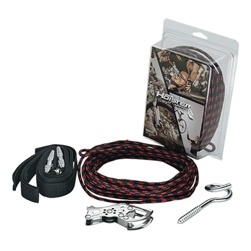 HARKEN Hoister - Overhead Garage Storage 1 Point Hoist System for Bikes, Ladders (45lb Capacity, 10ft Ceiling) Space-Saving Organization, Easy One-Person Operation, Safe Anti-Drop, Self-Leveling, 7800