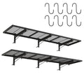 2 Pack Garage Wall Shelf, Heavy Duty Garage Shelving, 46"X 12.5" Wall Mounted Floating Shelves, Metal Hanging Storage Rack with 8 Hooks, Utility Organizer Max Load 320 LBS for Laundry Room, Workshop