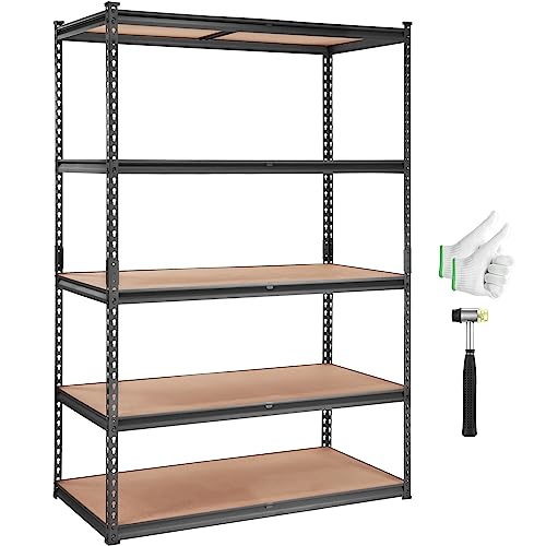 VEVOR Storage Shelving Unit, 5-Tier Adjustable Storage Shelves, 48" L x 24" W x 72" H Heavy Duty Garage Storage Shelves, Metal Shelves for Kitchen Pantry Basement Bathroom Laundry