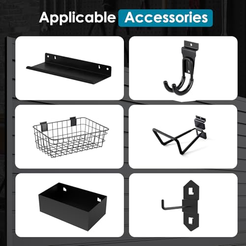 Brakki PVC Slat Wall Paneling 4x8 ft, Garage Organizer Storage System, Black Slatwall Panels for Garage Organization Product, Heavy Duty Wall Mounted Tool Storage for Home