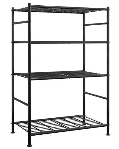 Sakugi Storage Shelves - 4 Tier Shelf Organizer, Heavy Duty Garage Shelving Unit with Leveling Feet, Stable Metal Shelves Organizer for Pantry, Kitchen and Closet, 33.0" W x 12.6" D x 57.2" H, Black