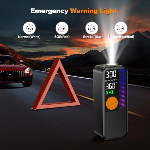 Jump Starter with Air Compressor,5500A Portable Car Battery Booster(All Gas & 10L Diesel) with 150PSI Cordless Auto Tire Inflator,15V Portable Car Battery Jump Starter Box with LCD Display LED Light
