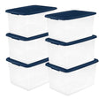 Sterilite 6-Pack Color Program, Large Clear Plastic Storage Bins with Lids, 64 Quart, Blue - Stackable Organizing Container Boxes for Closet, Bathroom, and Office