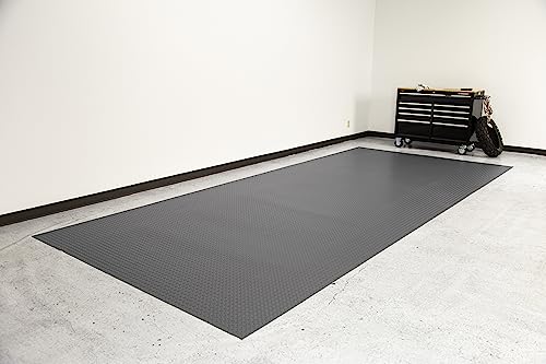 G-Floor Lite Diamond Tread Pattern Slate Grey Vinyl Rollout Garage Flooring Protector Mat for the Garage and Beyond - 7'6" x 14' Size