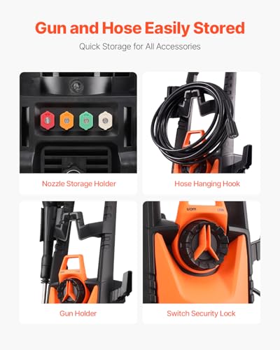 VEVOR Electric Pressure Washer, Max 4500 PSI 3.2 GPM, High-Power Cleaner with Foam Cannon & 4 Nozzles for Driveways, Cars, Fences, Patios, Home Cleaning