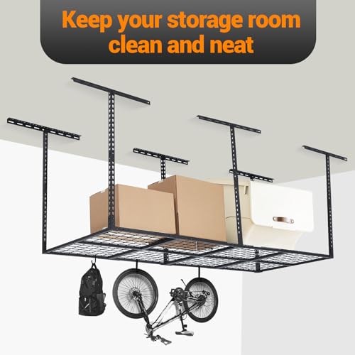 GarveeHome Garage Ceiling Storage Racks - Heavy Duty, 96'' * 36'', Adjustable Cold Rolled Steel Racks, 600 lb. Loading Weight Capacity
