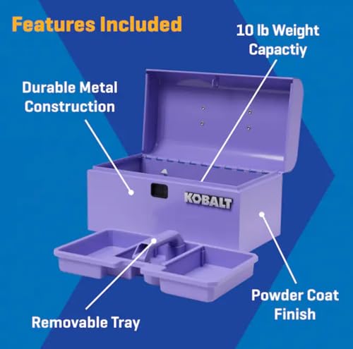 Portable Mini Toolbox 10.83-in W x 5.91-in H x 5.91-in D purple Steel Tool Box, makeup orginaztion, craft storage
