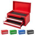 Mini Tool Box - Metal Tool Chest with 2 Drawers & PVC Drawer Liners for Workbench or Desk, Powder-Coated Steel Small Toolbox - Multi-Purpose Storage for Machinists Tools, DIY, 3D Printer Parts - Red