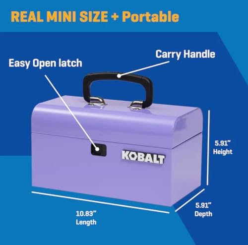 Portable Mini Toolbox 10.83-in W x 5.91-in H x 5.91-in D purple Steel Tool Box, makeup orginaztion, craft storage