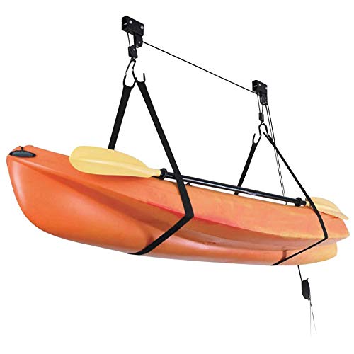 ASMSW Kayak Ceiling Storage Bike Ceiling Mount Kayak Hoist Lift Storage Garage Pulley System for Canoe Paddleboard Bike Ladder 100 lbs Capacity with Straps
