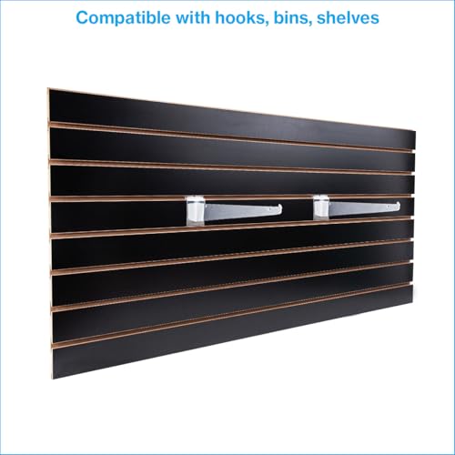 SSWBasics 4 ft x 2 ft Horizontal Black Slatwall Panels for Wall (24"H x 48"L) - Pack of 2 - Garage Wall Organizer Panels and Craft Storage Organization Slatwall Panel