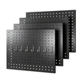 GEDELITE 4-Pack Heavy-Duty Metal Pegboard Organizer Kit - 16"x12" Black Steel Wall Control Panels with 8 Hooks for Garage Tools, Craft Rooms, and Home Office Storage