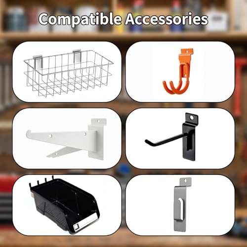 4Ft x 4Ft Slat Wall Paneling Garage Organization System - Heavy-Duty PVC Garage Storage System, Interlocking Wall Slat Panels, for Garage, Workshop, Office Tool Organization Hanging Boards